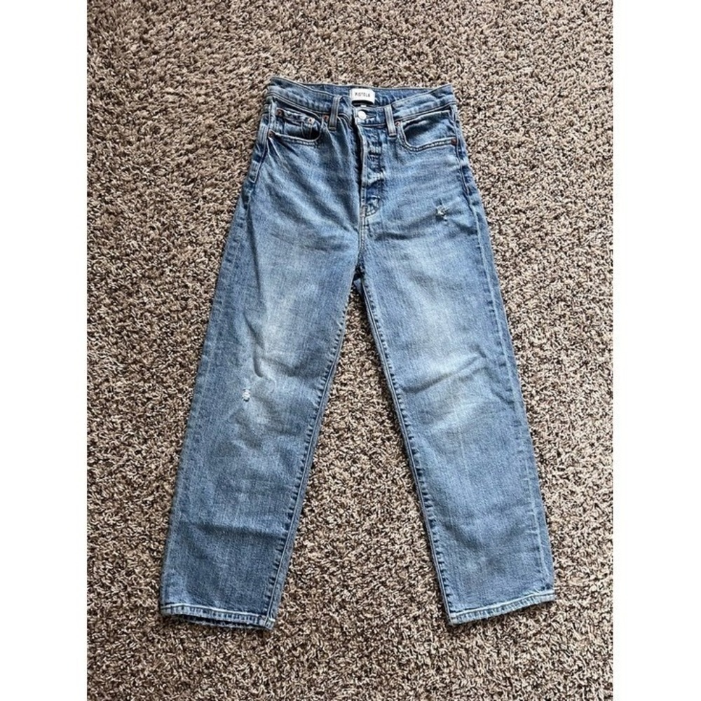 Pistola High Rise Straight Leg Jeans Medium Wash Distressed Size 26 P00016323JS